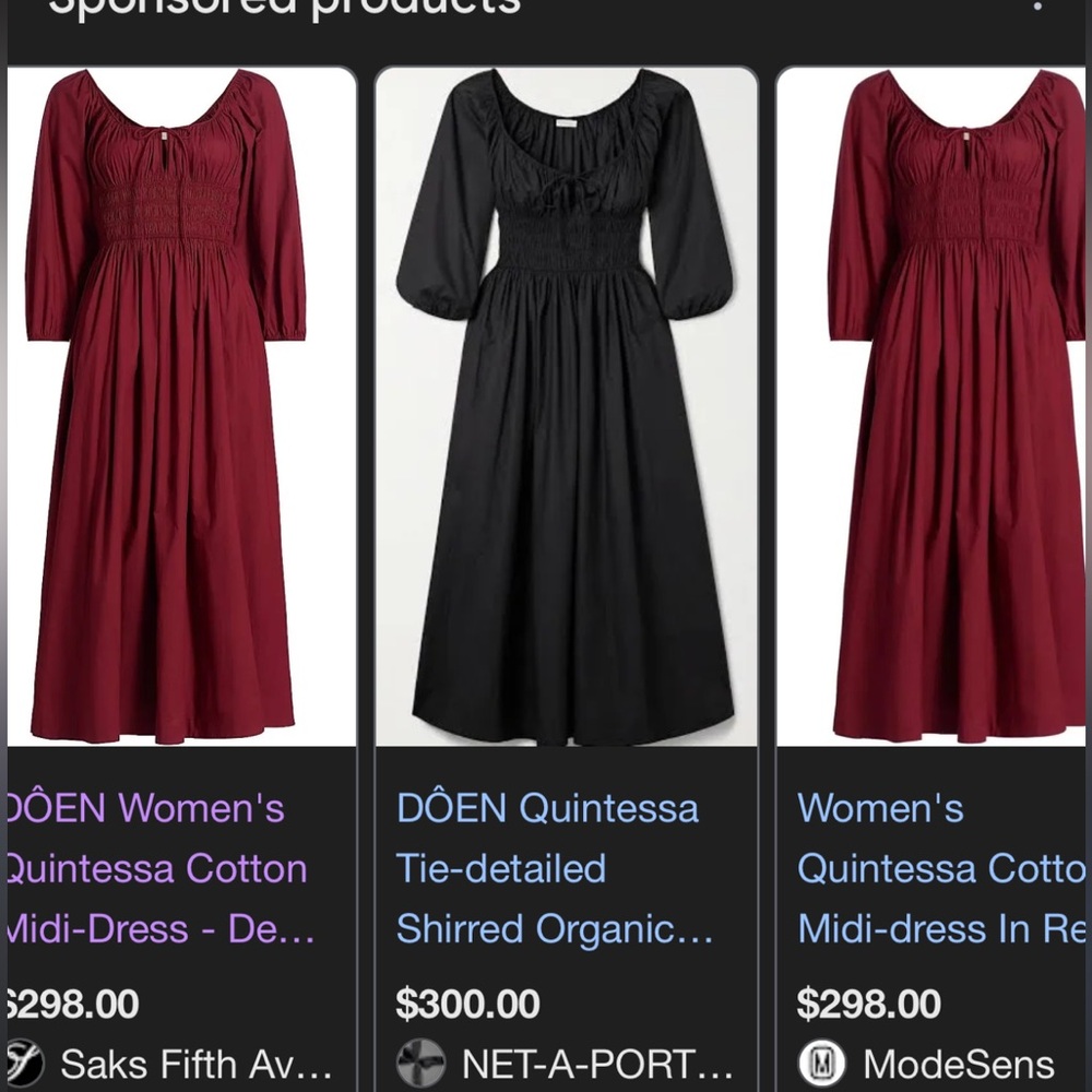 DÔEN quintessa midi dress | shirred, organic cotton - deep crimson - Picture 5 of 6